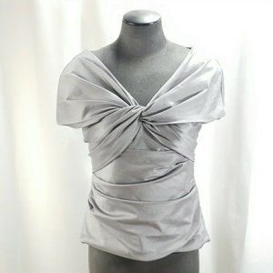8 Adrianna Papell Evening Essentials Formal Twist Top Gunmetal Silver